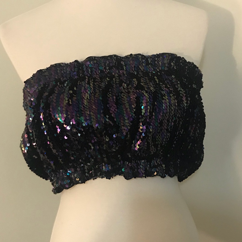 🆕Jordyn Woods x Boohoo sequin bandeau top,size 16